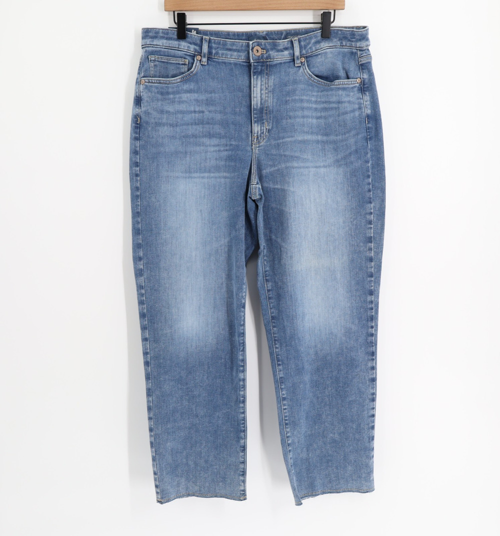 J. Jill NWT Straight Leg Ankle Sutton Wash Frey Hem Blue Sz 14 Classic